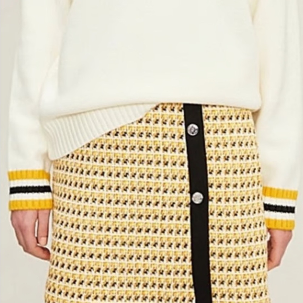 MAJE Isidore Jaune Skirt Women's (EU) 36 Tweed Glitter Look Mini